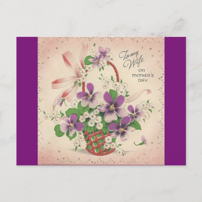 Vintage Mother's Day For Wife Postcard (Front)