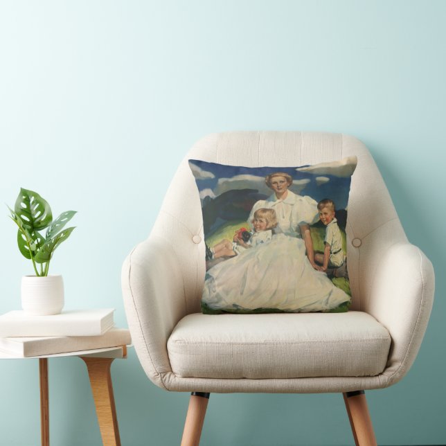 Vintage Mother's Day, Mum with Children Cushion (Chair)