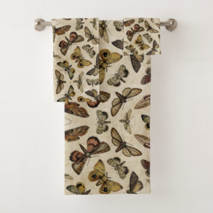 Vintage Moths Bath Towel Set