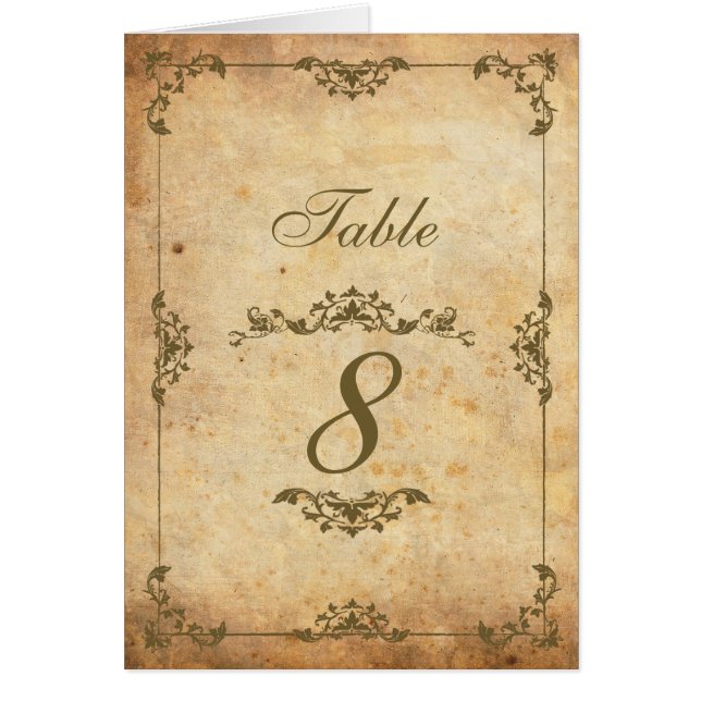 Vintage Motif Wedding Reception Table Number (Front)