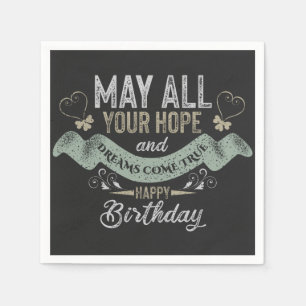 Vintage Motivational Happy birthday wishes Napkin