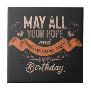 Vintage Motivational Happy birthday wishes Tile