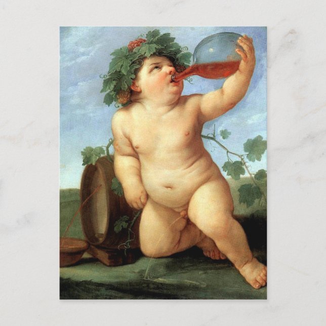 Vintage Motive - Drinking Bacchus - Reni Postcard (Front)