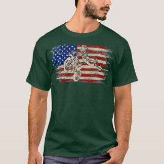 Vintage Motocross American Flag Funny Dirt Bike T-Shirt