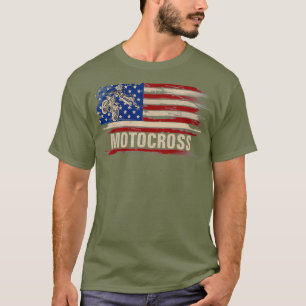 Vintage Motocross American Flag Funny Dirt Bike T-Shirt