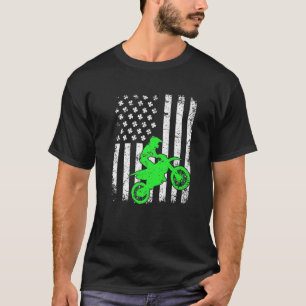 Vintage Motocross American Flag St Patrick's Day S T-Shirt