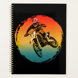 vintage motocross dirt bike rider motorcycle planner