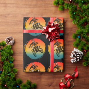 vintage motocross dirt bike rider motorcycle wrapping paper