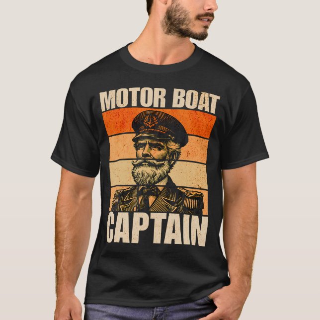 Vintage Motor Boat Captain Funny T-Shirt (Front)