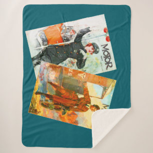 "Vintage Motor Magazine Covers" Sherpa Blanket