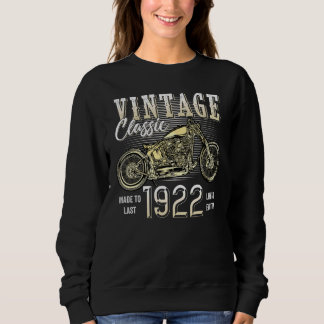 Vintage Motorbike Born 1922 Classic Motorcycle Bir Sweatshirt