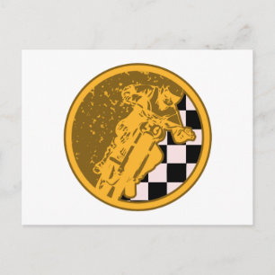 Vintage Motorcross Racing Chequered Flag Postcard