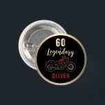 Vintage Motorcycle 60th Birthday Bike Party 3 Cm Round Badge<br><div class="desc">Motorcycle Birthday Biker Party button with Vintage Motorcycle. Bold motorcycle-themed birthday party! Featuring a striking vintage motorbike illustration and a black background, this design is perfect for any biker fan. Personalise with your name to create a unique party decor. Ideal for milestone birthdays, biker club parties, or anyone who loves...</div>