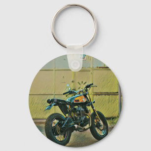 Vintage motorcycle art key ring