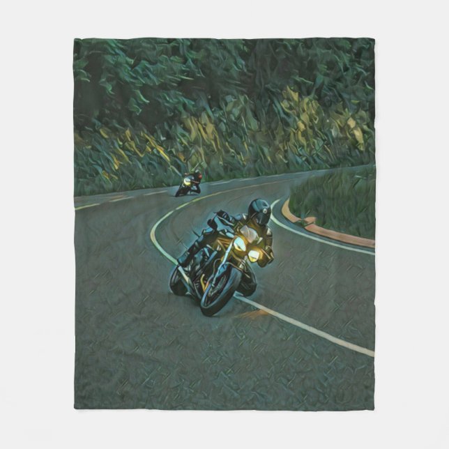 vintage motorcycle artwork fleece blanket (Front)