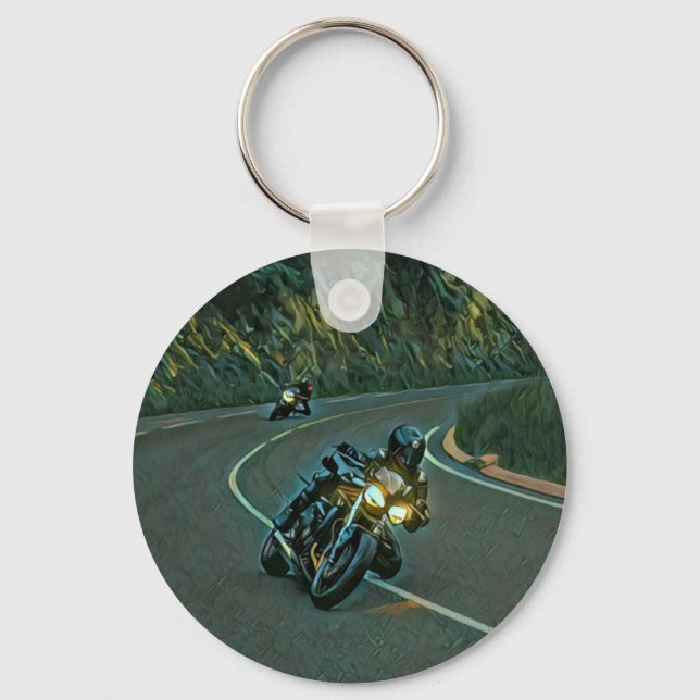 vintage motorcycle artwork key ring (Front)