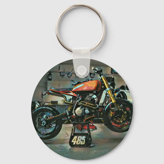 vintage motorcycle artwork key ring (Front)
