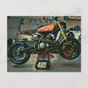 vintage motorcycle artwork postcard