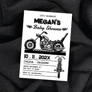 Vintage Motorcycle biker baby shower Invitation