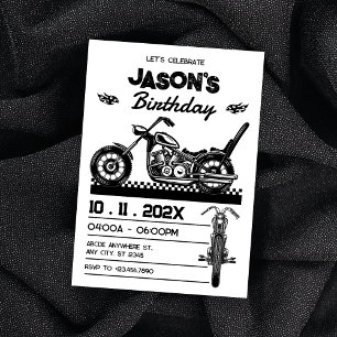 Vintage Motorcycle biker birthday Invitation
