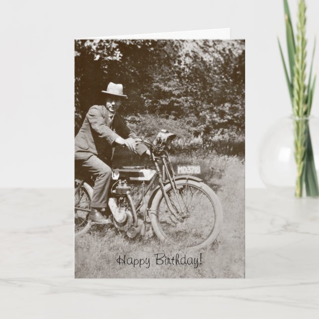 Vintage motorcycle birthday card (Front)