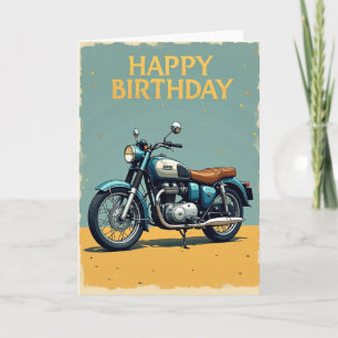 Vintage Motorcycle Birthday Card