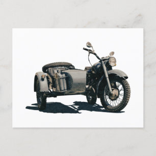 Vintage Motorcycle Drawing Postcard