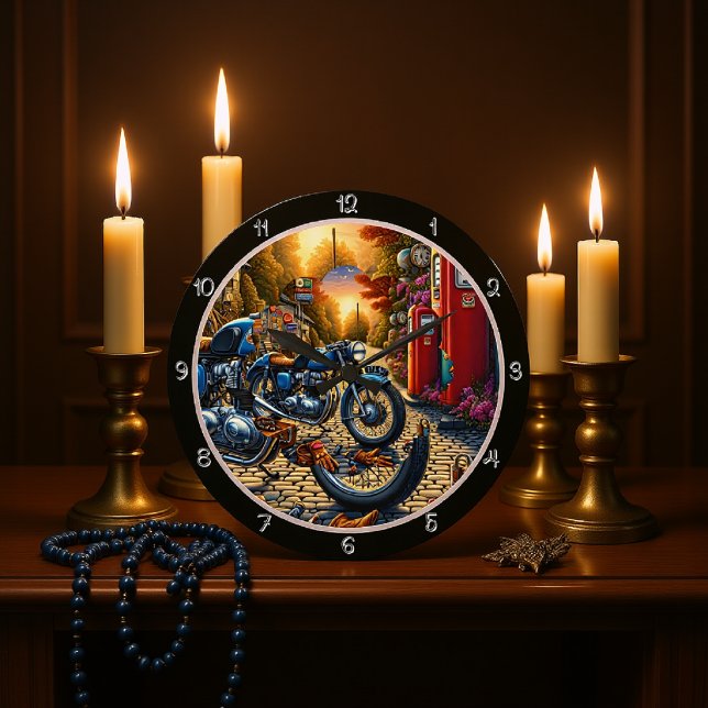 Vintage Motorcycle Gas Station Large Clock (Creator Uploaded)