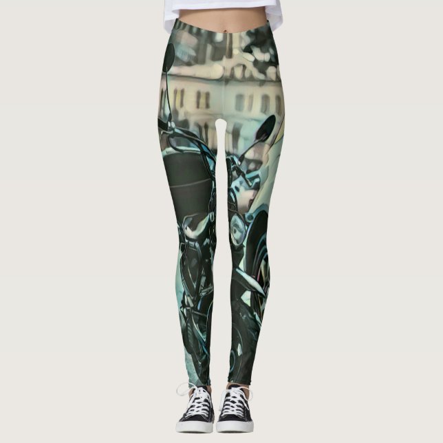 Vintage motorcycle gift leggings (Front)