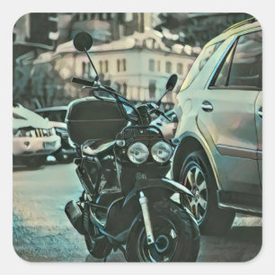 Vintage motorcycle gift square sticker