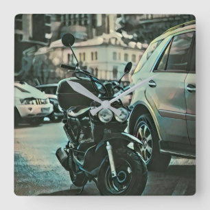Vintage motorcycle gift square wall clock