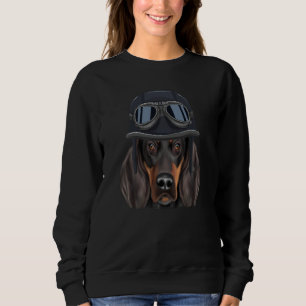 Vintage Motorcycle Helmet Black and Tan Coonhound Sweatshirt