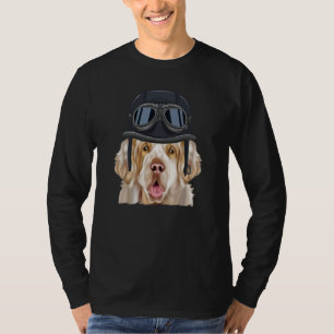 Vintage Motorcycle Helmet Clumber Spaniel T-Shirt