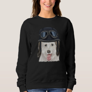 Vintage Motorcycle Helmet Coton de Tulear Sweatshirt