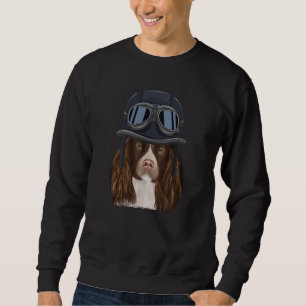 Vintage Motorcycle Helmet English Springer Spaniel Sweatshirt