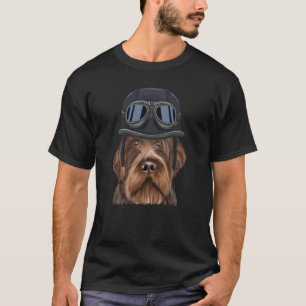 Vintage Motorcycle Helmet Wirehaired Pointing Grif T-Shirt