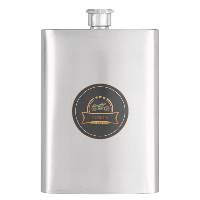 Vintage Motorcycle Hip Flask (Front)