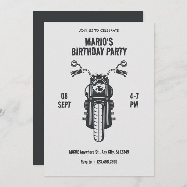 Vintage motorcycle icon  invitation (Front/Back)