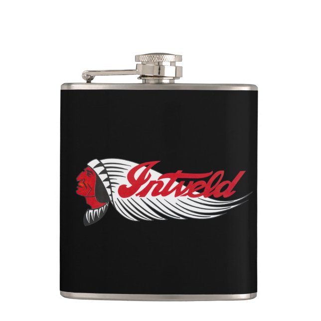 Vintage Motorcycle Logo Black Hip Flask (Front)