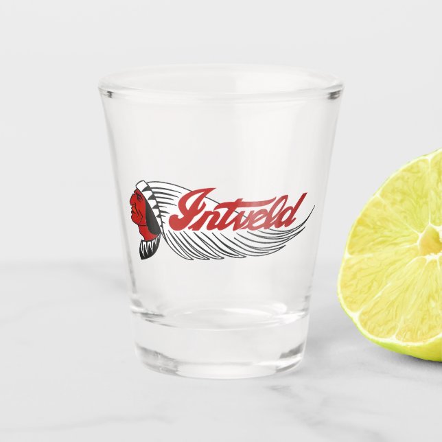 Vintage Motorcycle Logo White Shot Glass (Front)