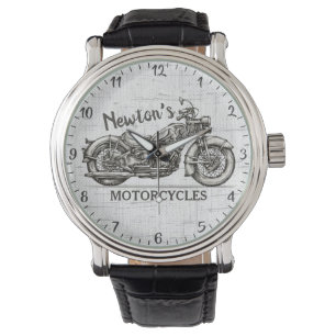 Vintage Motorcycle Personalised NAME Biker Garage Watch