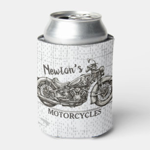 Vintage Motorcycle Personalized NAME Biker Garage Can Cooler