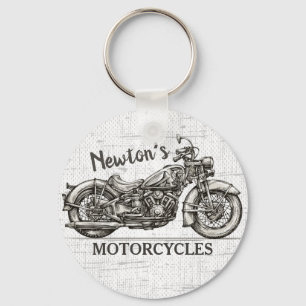 Vintage Motorcycle Personalized NAME Biker Garage Key Ring