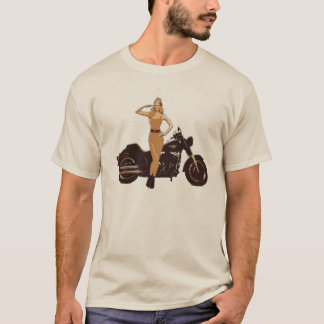 Vintage motorcycle poster pin-up girl T-Shirt