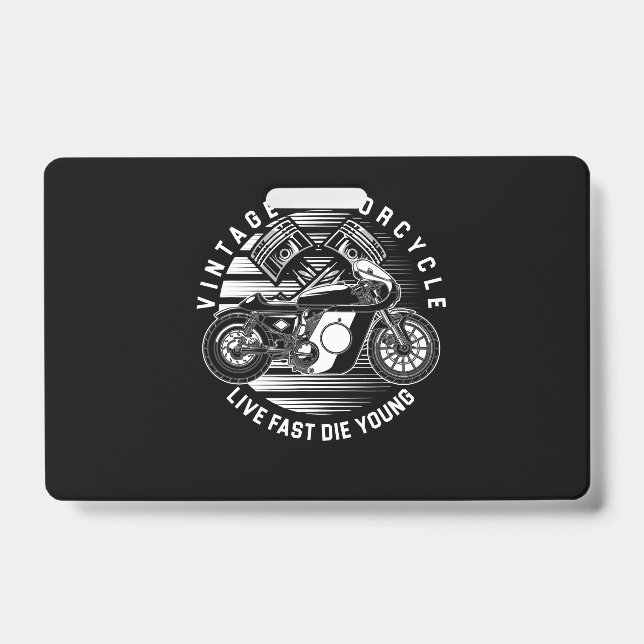 Vintage Motorcycle Racing Gift For Biker ID Badge (Front)