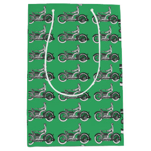 Vintage Motorcycle Rider Antique Cycle Medium Gift Bag