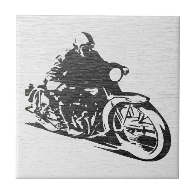 Vintage Motorcycle Rider Ceramic Tile (Front)
