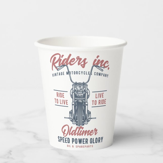 Vintage Motorcycle Riders Inc Paper Cups (Front)