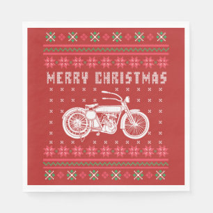 Vintage Motorcycle Ugly Christmas Sweater Napkin