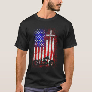 Vintage Motorcycle Usa Flag Christian Faith For Bi T-Shirt